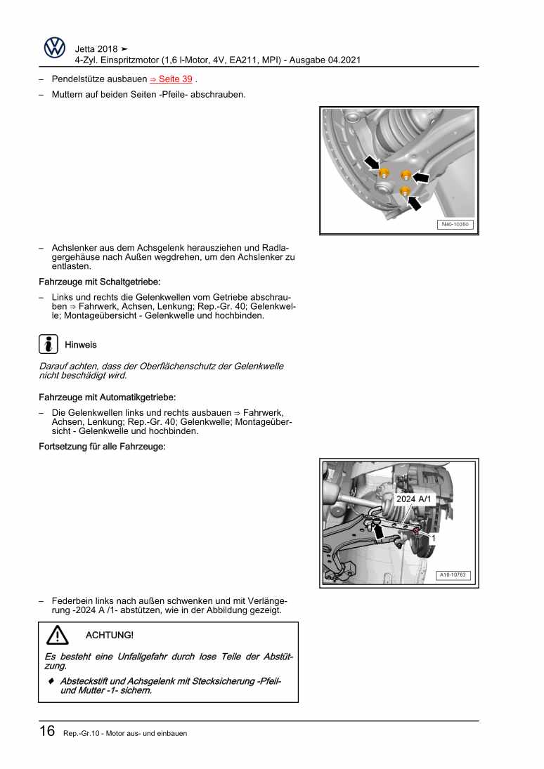 Beispielseite für Reparaturanleitung 2 4-Zyl. Einspritzmotor (1,6 l-Motor, 4V, EA211, MPI)