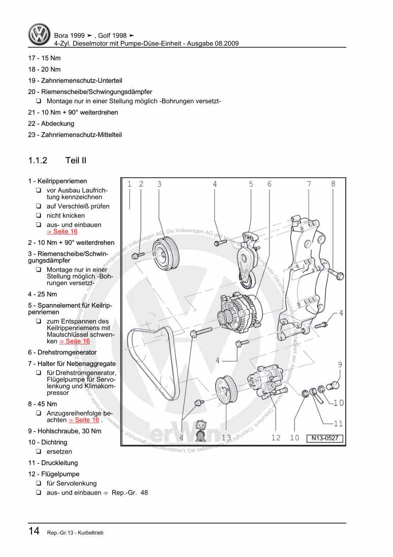 Examplepage for repair manual 2 4-Zyl. Dieselmotor mit Pumpe-Düse-Einheit