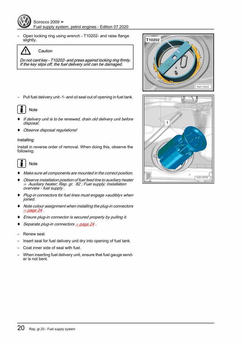 Beispielseite für Reparaturanleitung 3 Fuel supply system, petrol engines
