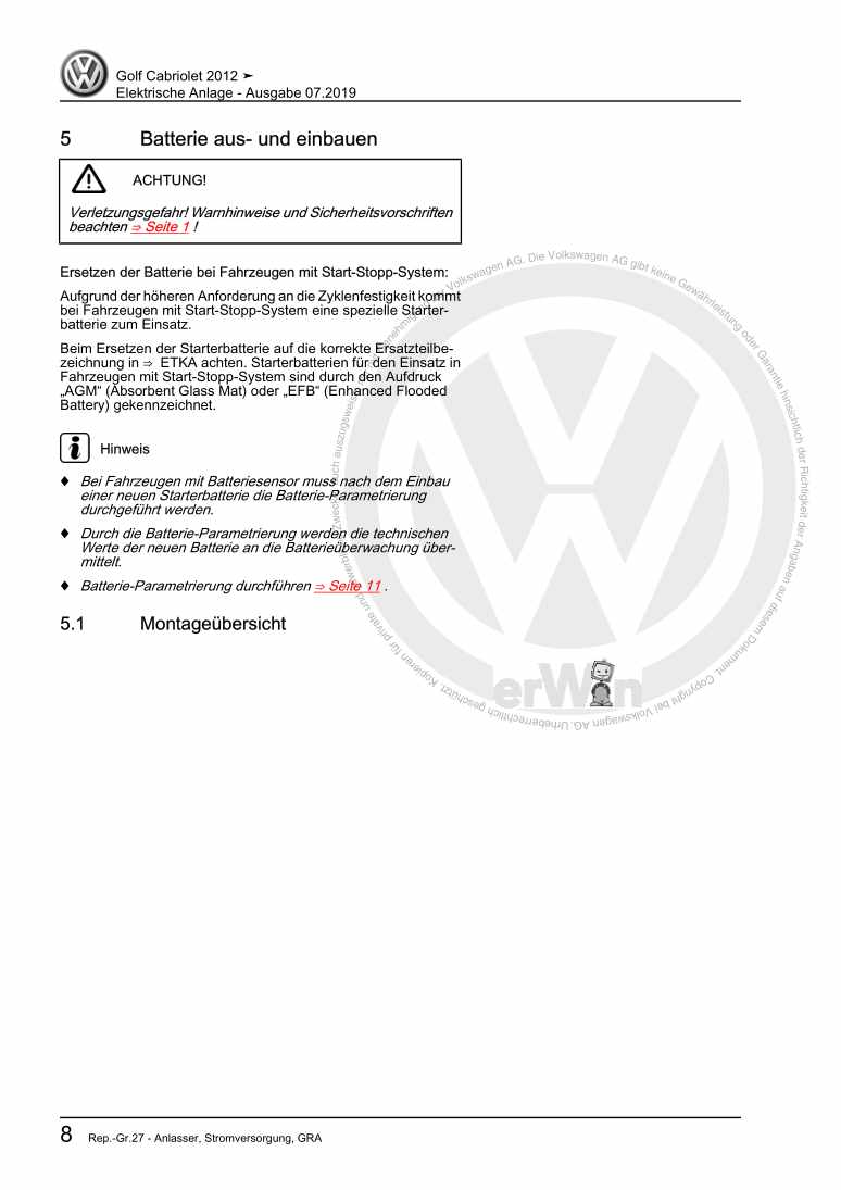 Examplepage for repair manual 3 Elektrische Anlage