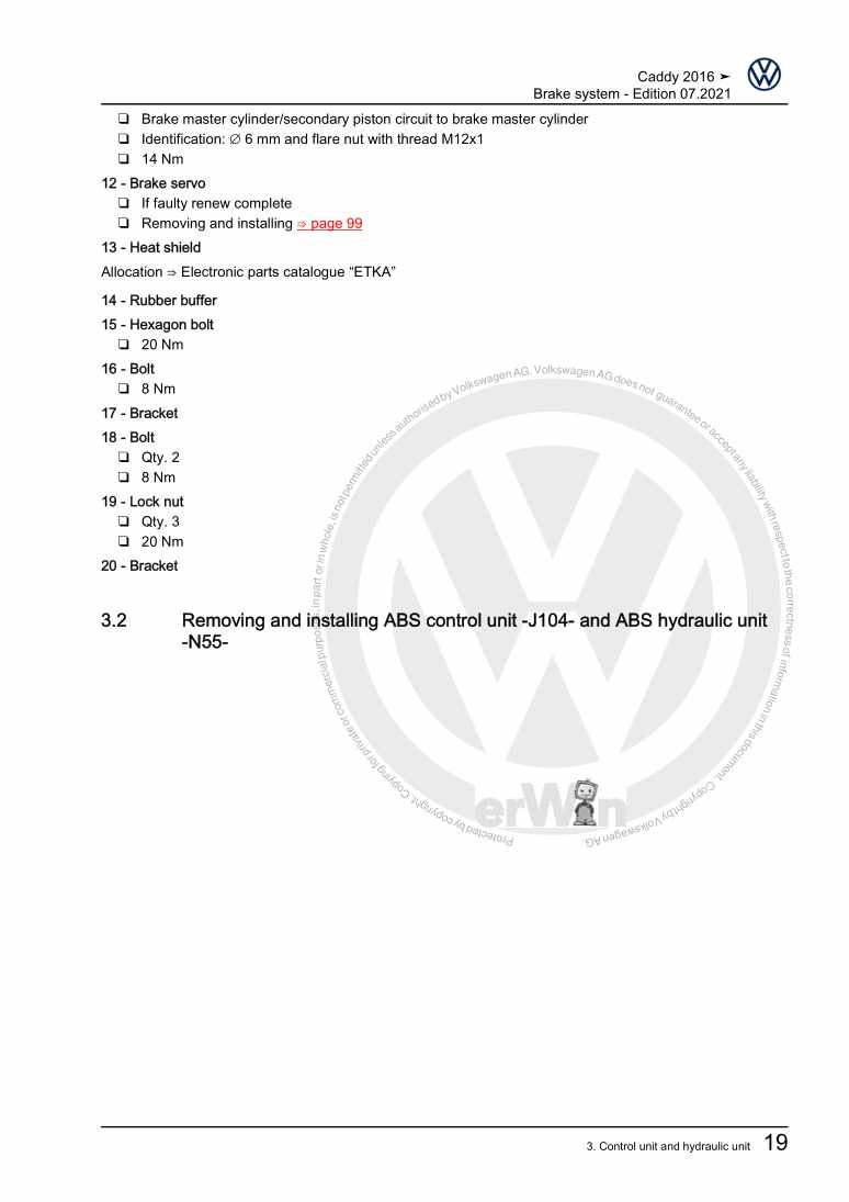 Beispielseite für Reparaturanleitung 3 Brake system