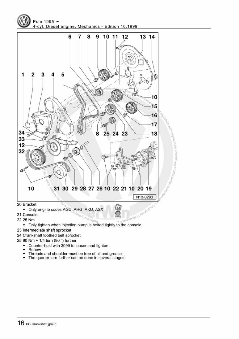 Examplepage for repair manual 4-cyl. Diesel engine, Mechanics