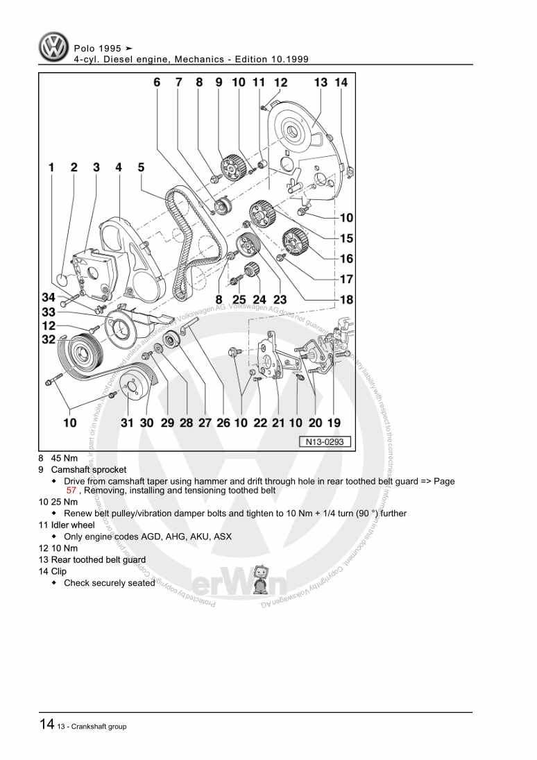 Examplepage for repair manual 2 4-cyl. Diesel engine, Mechanics