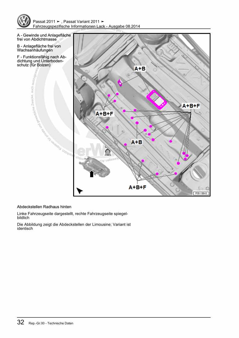 Examplepage for repair manual 3 Fahrzeugspezifische Informationen Lack