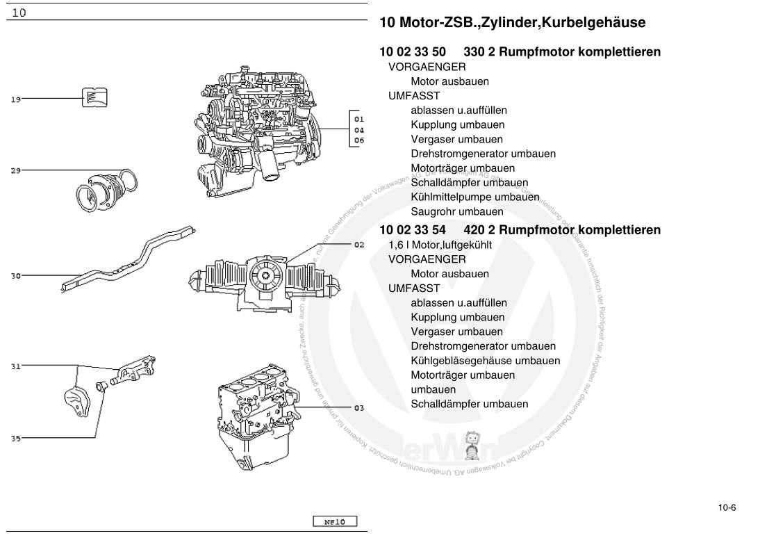 Beispielseite für Reparaturanleitung 3 Typ 11 = Typ 2 Modell 1980 - 1990
