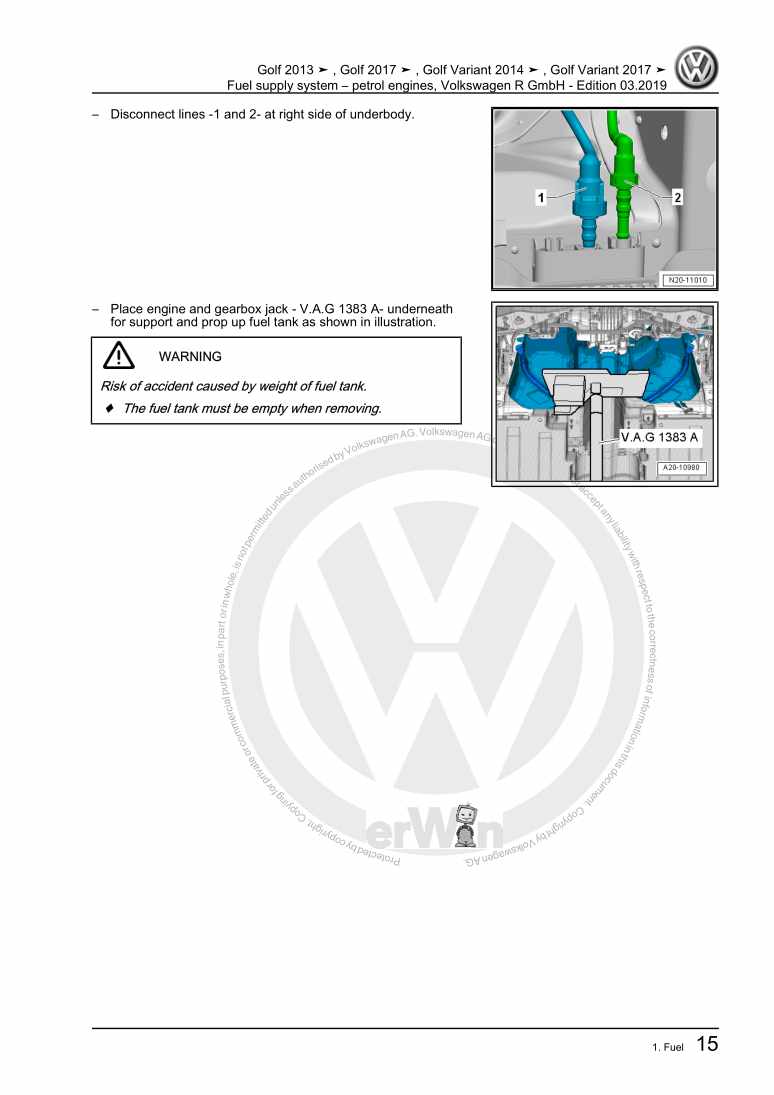 Beispielseite für Reparaturanleitung 3 Fuel supply system – petrol engines, Volkswagen R GmbH