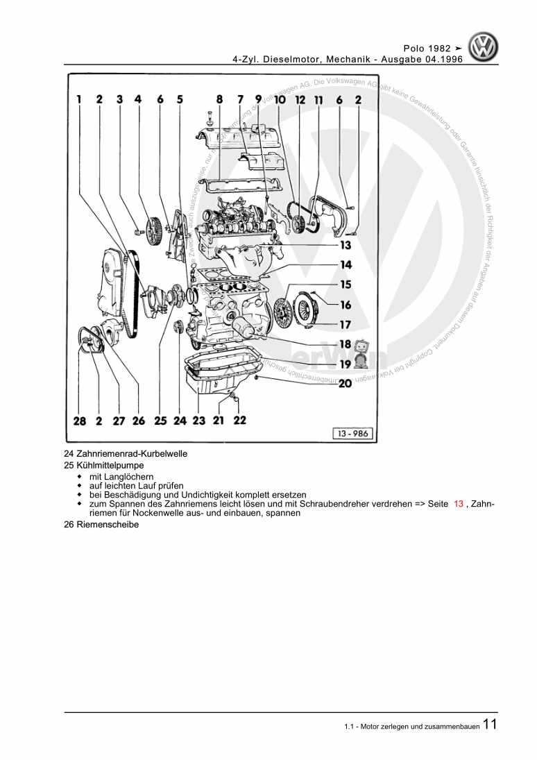 Beispielseite für Reparaturanleitung 3 4-Zyl. Dieselmotor, Mechanik