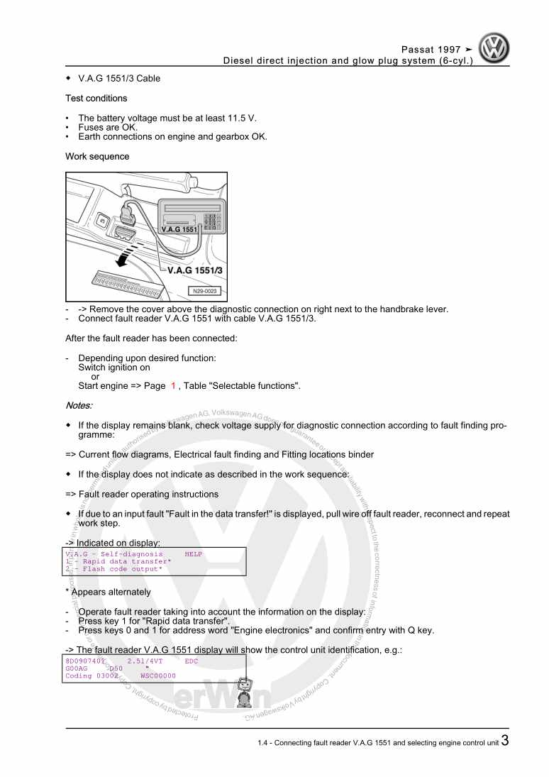 Examplepage for repair manual 2 Diesel direct injection and glow plug system (6-cyl.)