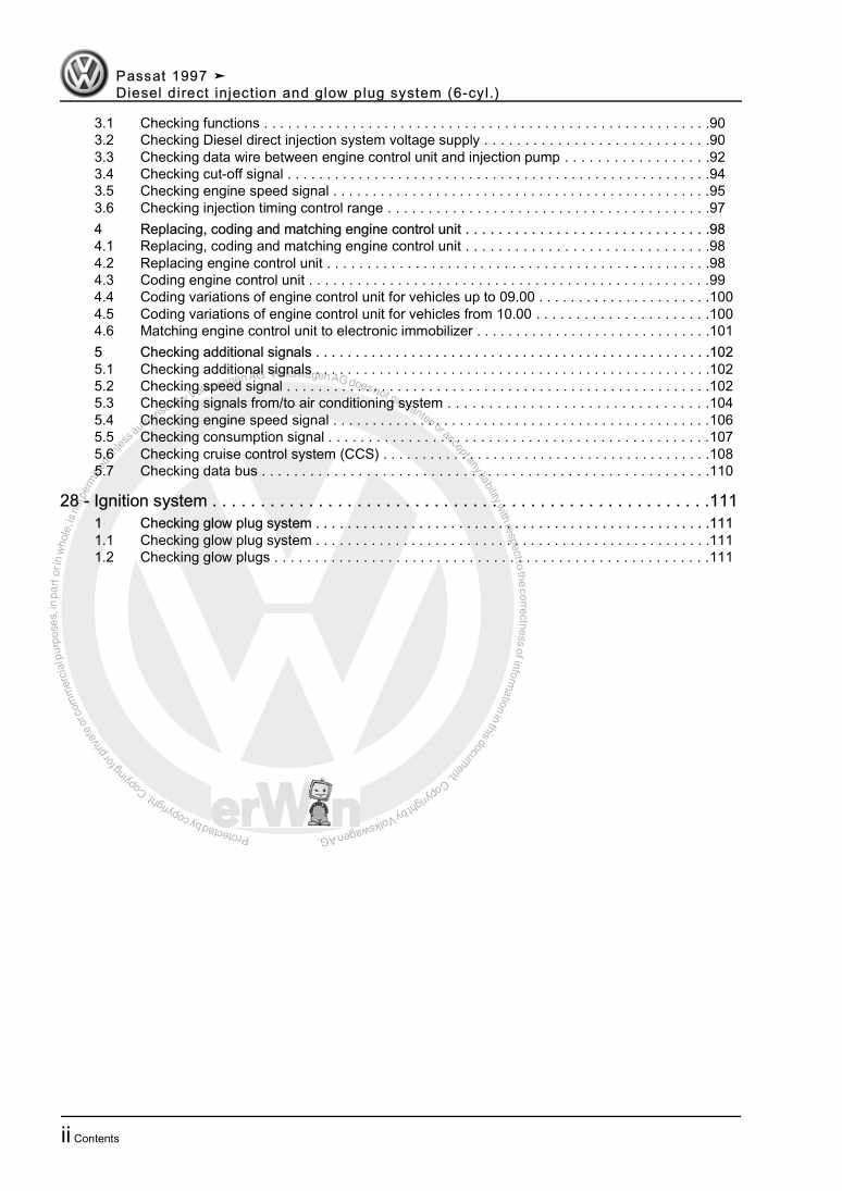 Examplepage for repair manual 3 Diesel direct injection and glow plug system (6-cyl.)