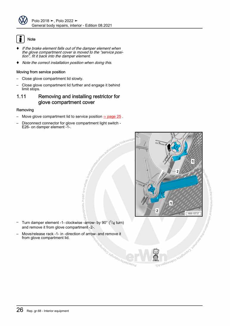 Examplepage for repair manual 2 General body repairs, interior