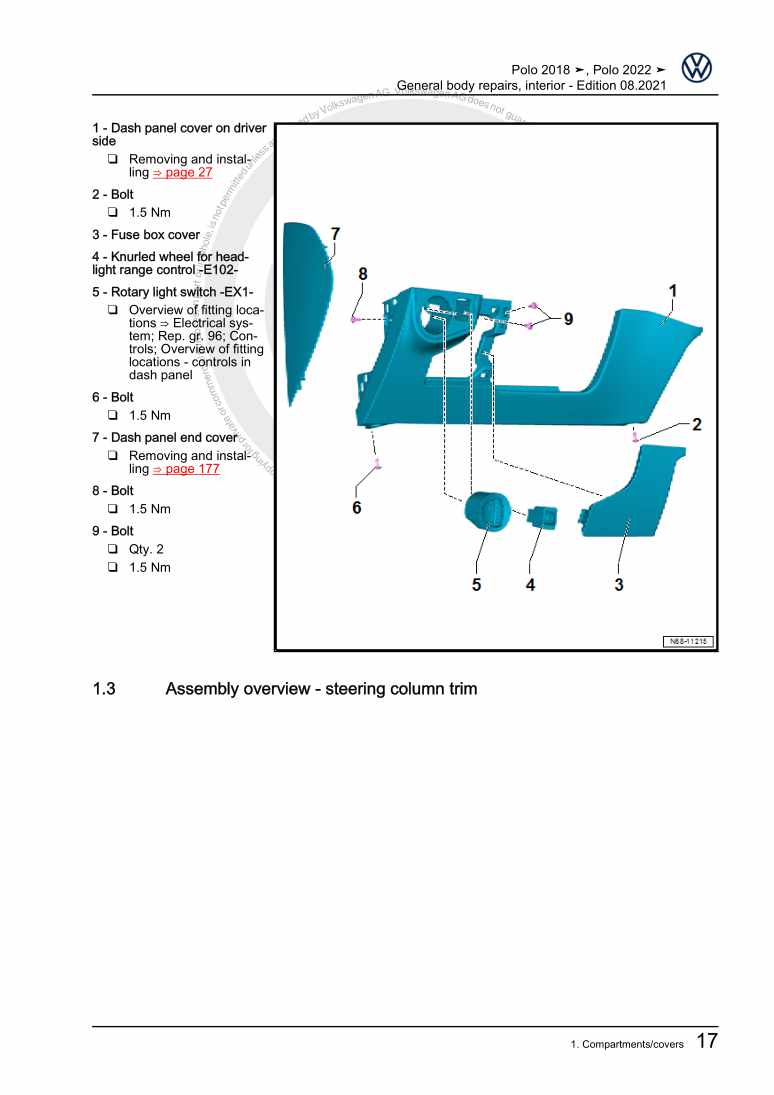 Examplepage for repair manual 3 General body repairs, interior