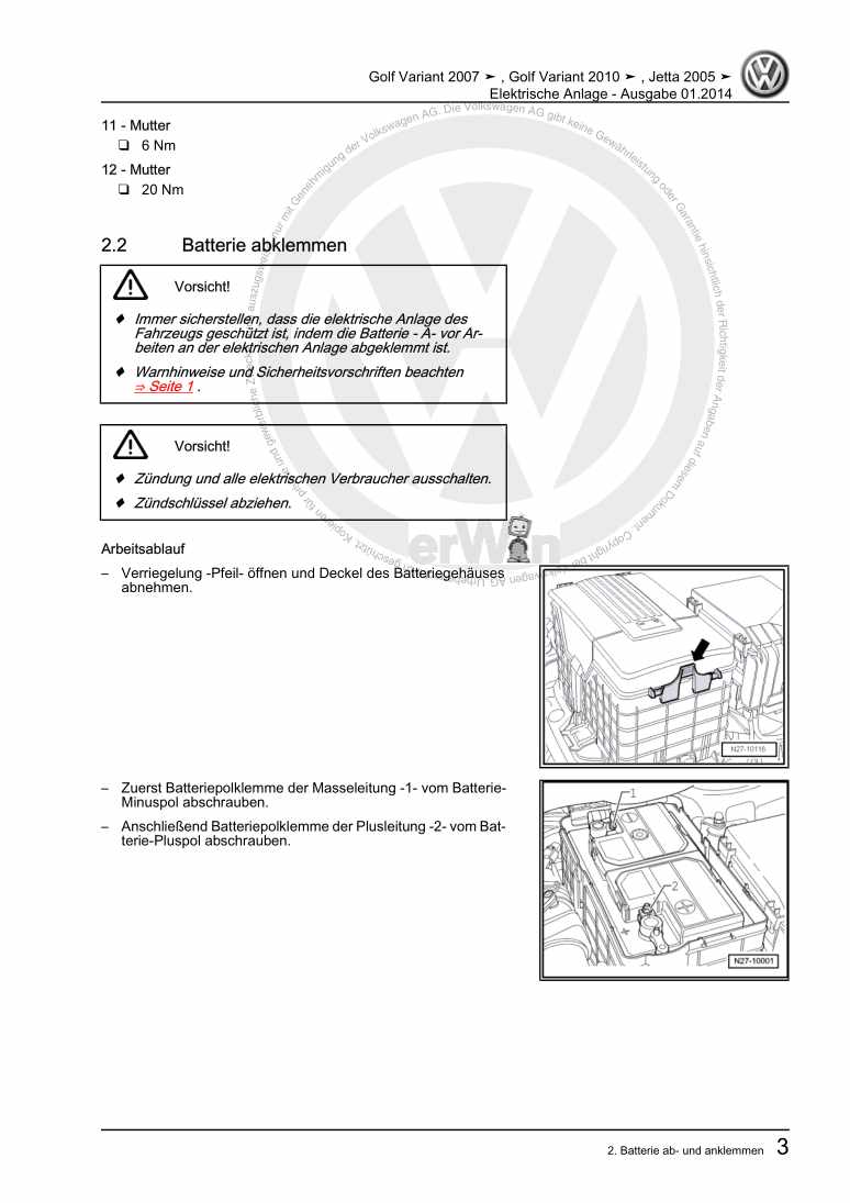 Examplepage for repair manual 2 Elektrische Anlage