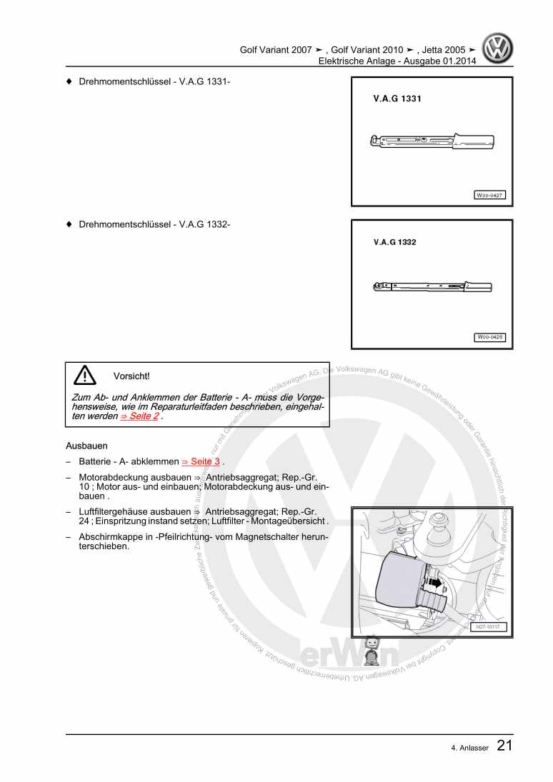 Examplepage for repair manual 3 Elektrische Anlage