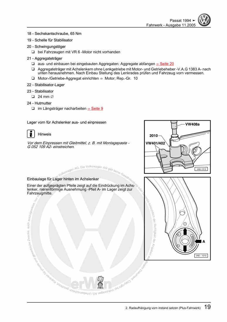 Examplepage for repair manual Fahrwerk