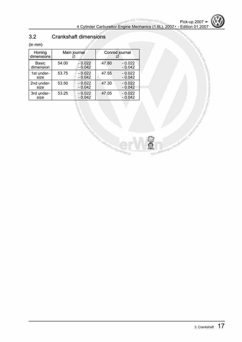 Examplepage for repair manual 3 4 Cylinder Carburettor Engine Mechanics (1.6L), 2007▸