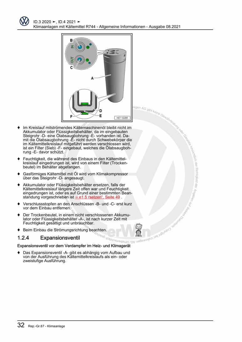Beispielseite für Reparaturanleitung Klimaanlagen mit Kältemittel R744 - Allgemeine Informationen