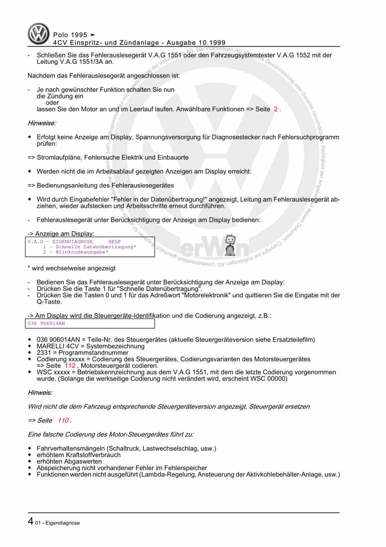 Beispielseite für Reparaturanleitung 2 4CV Einspritz- und Zündanlage