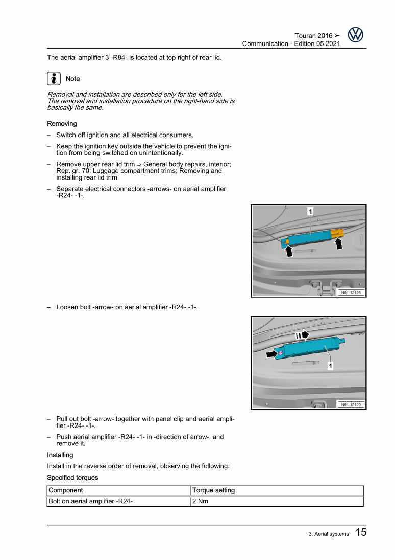 Examplepage for repair manual 2 Communication