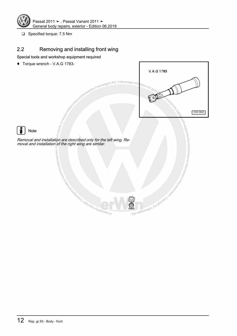 Examplepage for repair manual 3 General body repairs, exterior