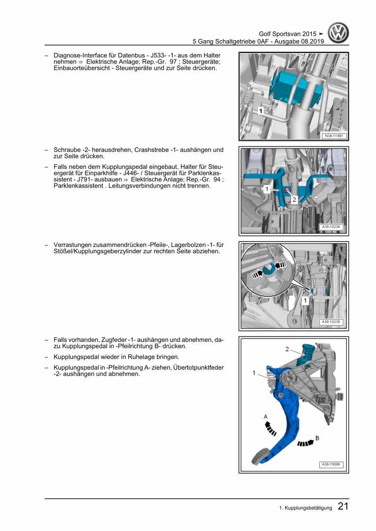 Beispielseite für Reparaturanleitung 3 5 Gang Schaltgetriebe 0AF