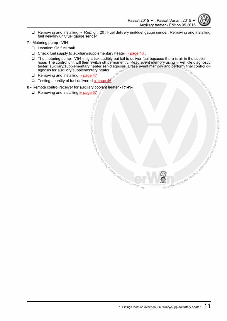 Beispielseite für Reparaturanleitung 2 Auxiliary heater