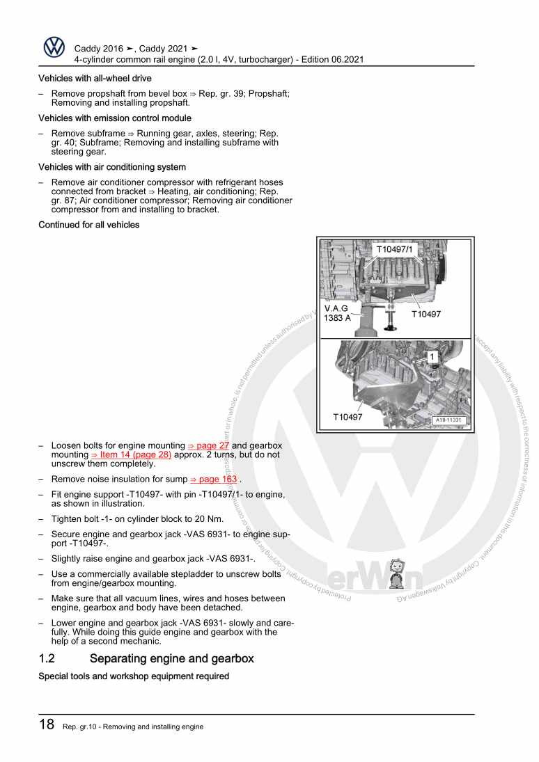 Examplepage for repair manual 2 4-cylinder common rail engine (2.0 l, 4V, turbocharger)