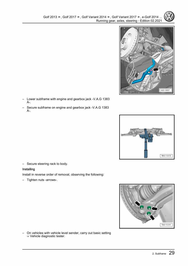 Beispielseite für Reparaturanleitung Running gear, axles, steering