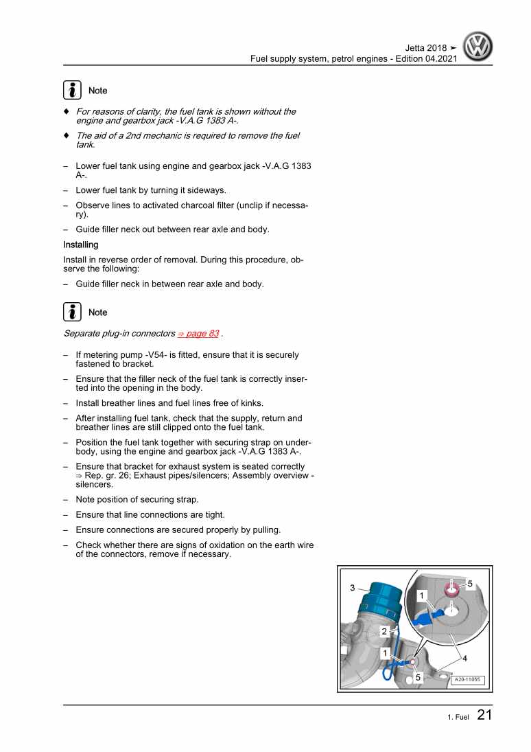 Examplepage for repair manual 3 Fuel supply system, petrol engines