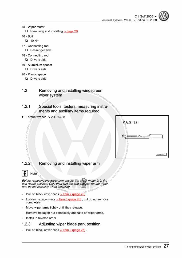 Examplepage for repair manual 2 Electrical system, 2006▸