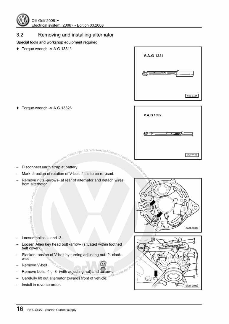 Examplepage for repair manual 3 Electrical system, 2006▸