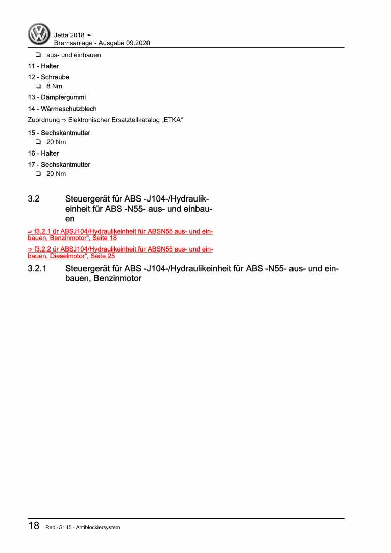 Beispielseite für Reparaturanleitung 3 Bremsanlage