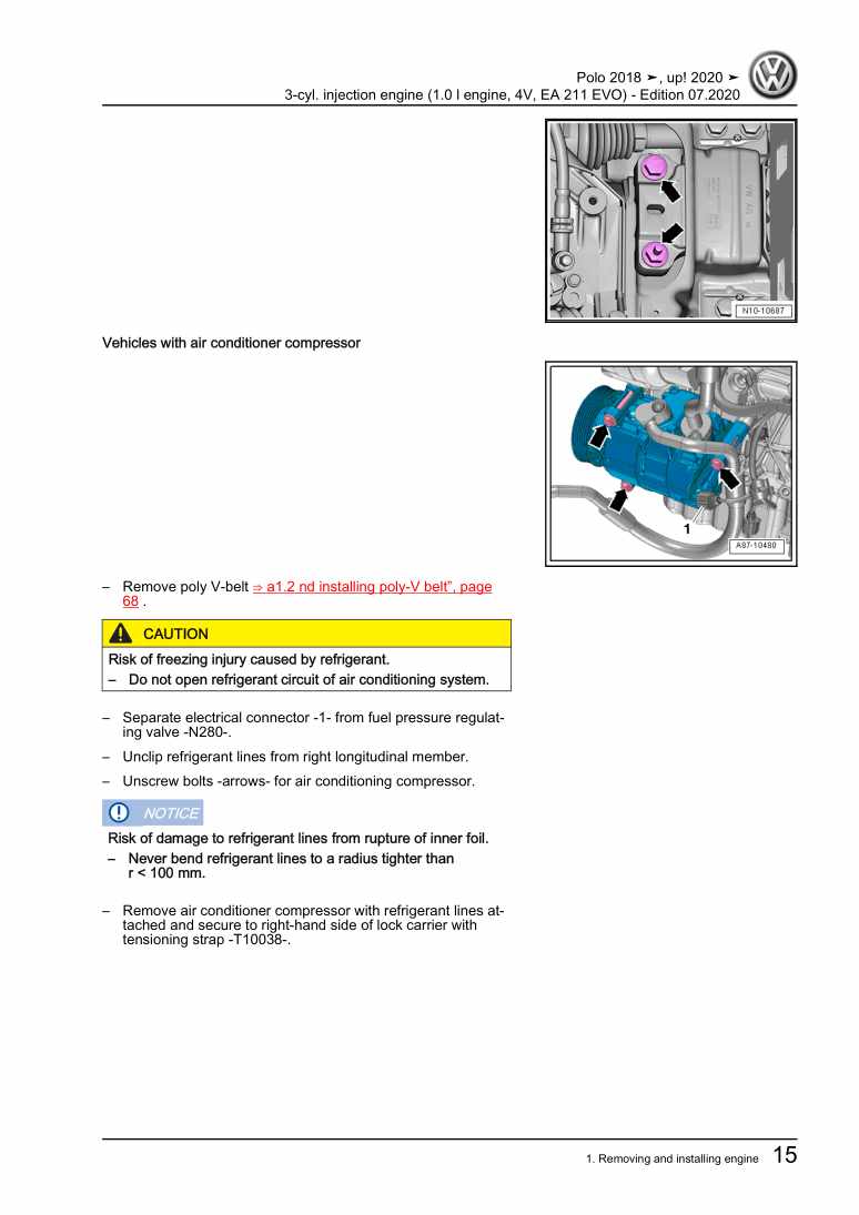 Examplepage for repair manual 3 3-cyl. injection engine (1.0 l engine, 4V, EA 211 EVO)