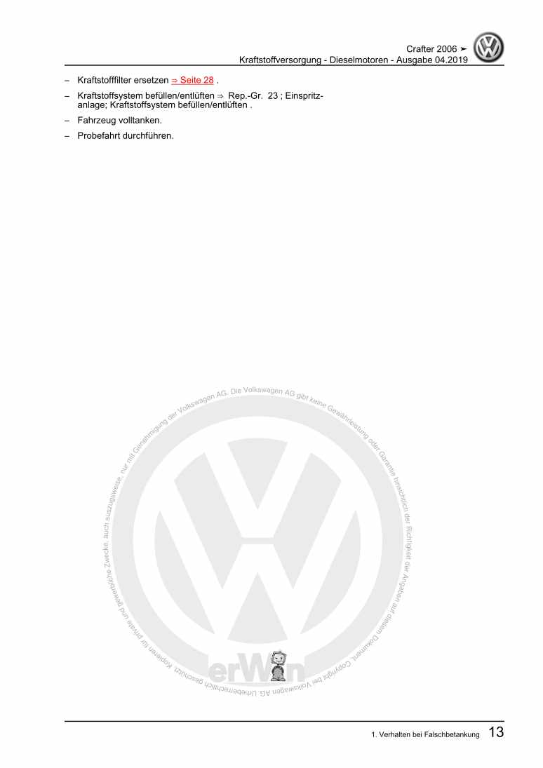 Examplepage for repair manual 2 Kraftstoffversorgung - Dieselmotoren