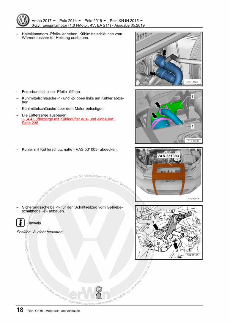 Beispielseite für Reparaturanleitung 2 3-Zyl. Einspritzmotor (1,0 l-Motor, 4V, EA 211)