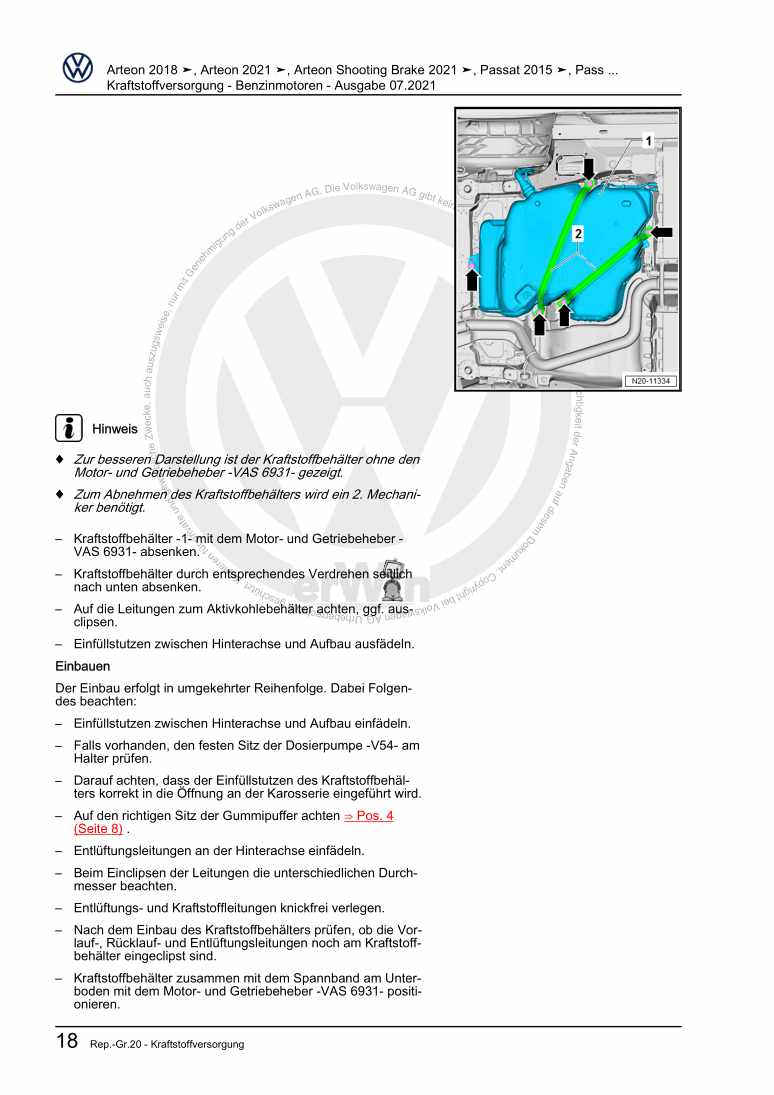 Examplepage for repair manual 2 Kraftstoffversorgung - Benzinmotoren