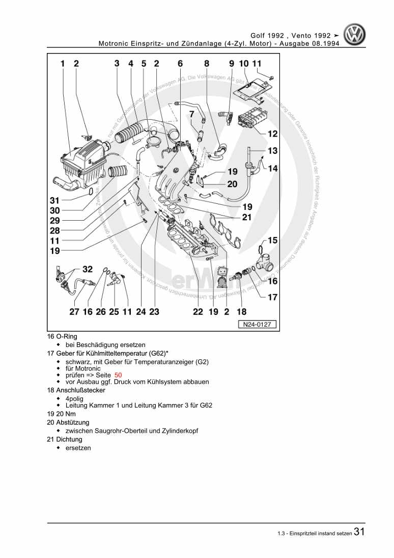 Beispielseite für Reparaturanleitung 3 Motronic Einspritz- und Zündanlage (4-Zyl. Motor)
