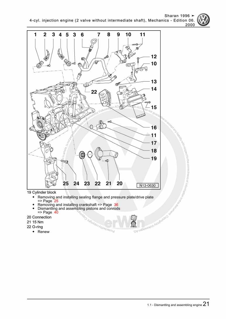 Examplepage for repair manual 2 4-cyl. injection engine (2 valve without intermediate shaft), Mechanics