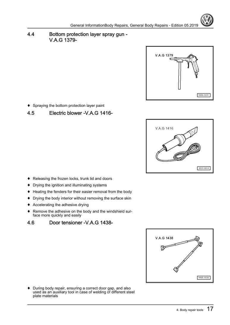 Examplepage for repair manual 3 Body Repairs, General Body Repairs