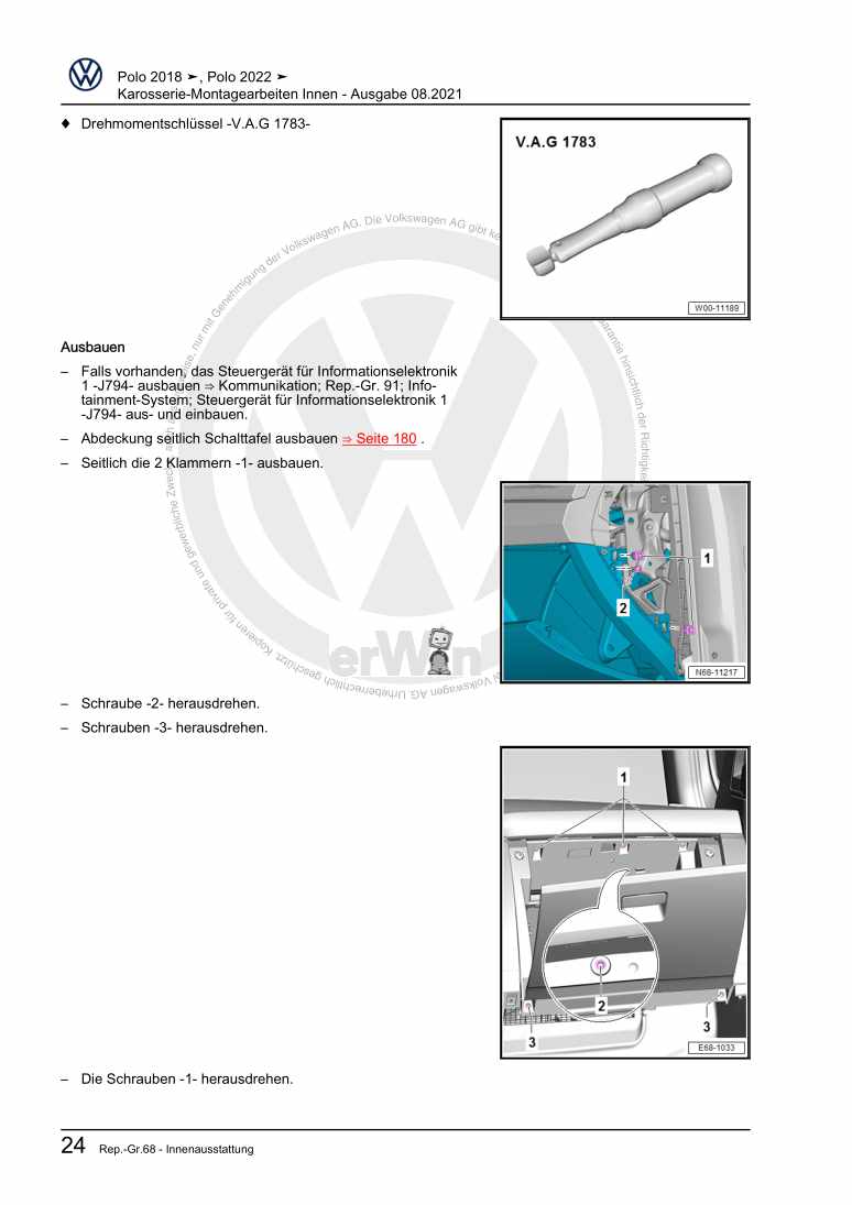 Examplepage for repair manual 3 Karosserie-Montagearbeiten Innen