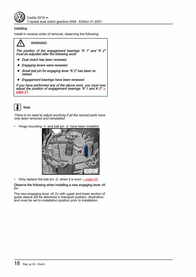 Examplepage for repair manual 2 7-speed dual clutch gearbox 0AM