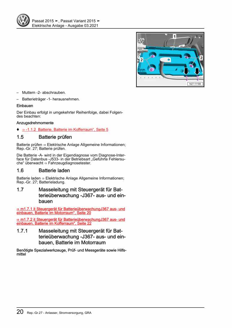 Examplepage for repair manual 3 Elektrische Anlage