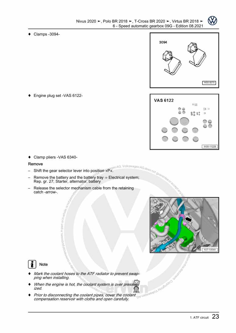 Examplepage for repair manual 6 - Speed automatic gearbox 09G