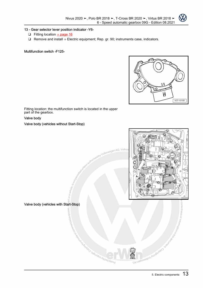 Examplepage for repair manual 2 6 - Speed automatic gearbox 09G