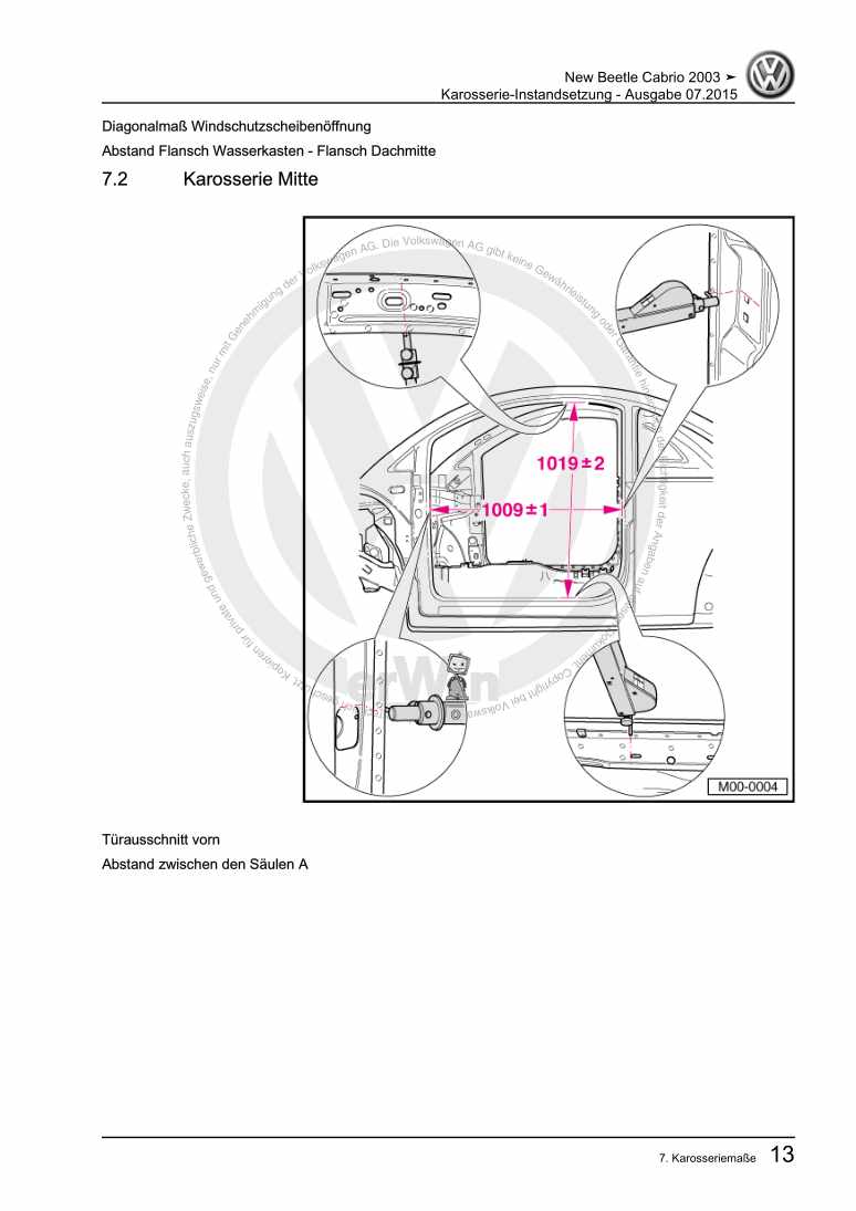 Examplepage for repair manual Karosserie-Instandsetzung