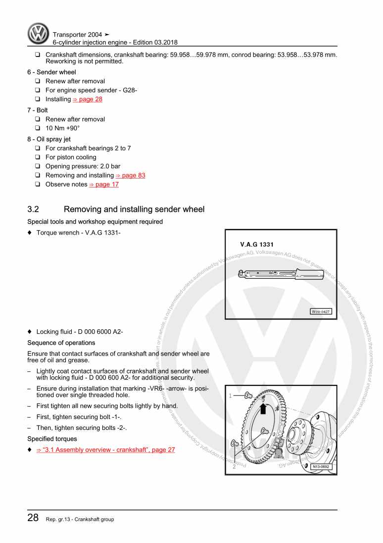 Examplepage for repair manual 2 6-cylinder injection engine