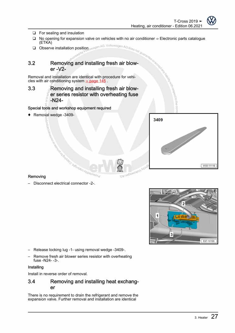 Examplepage for repair manual 3 Heating, air conditioner