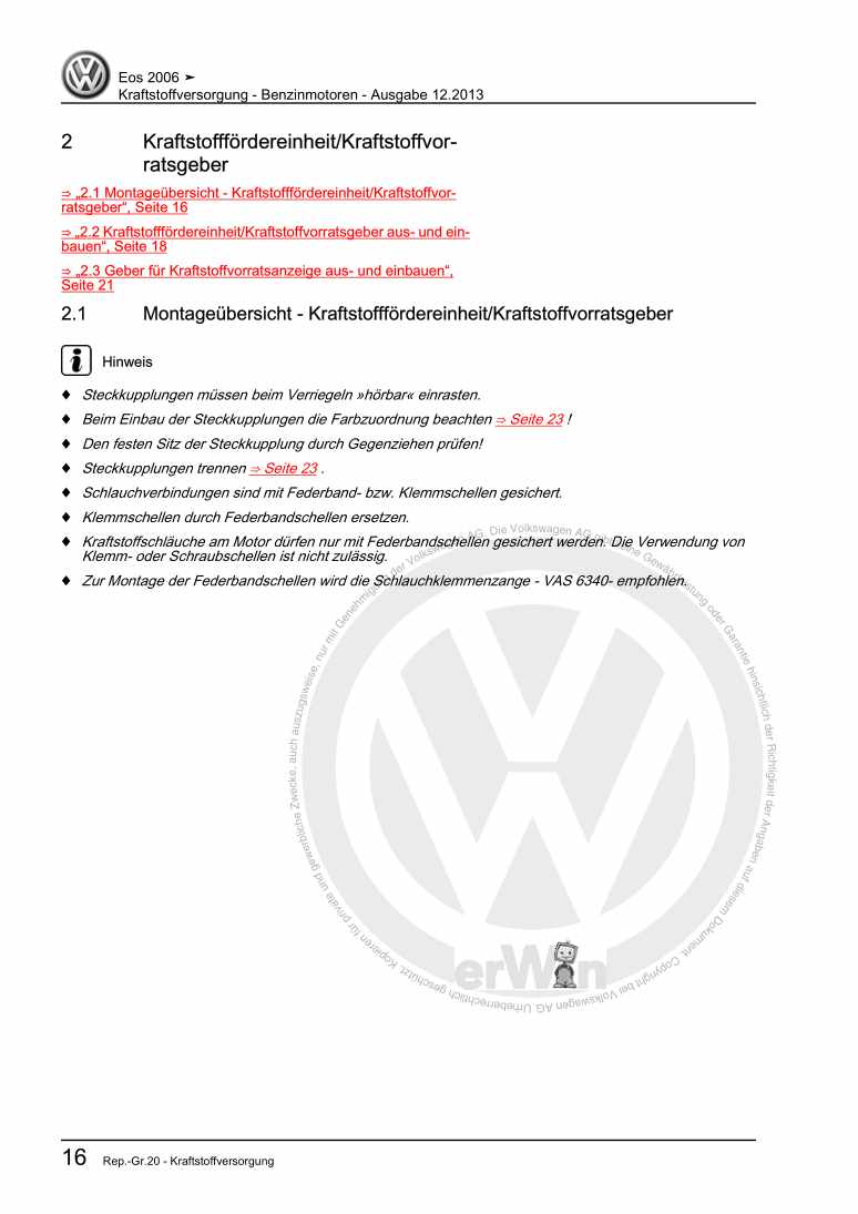Examplepage for repair manual 3 Kraftstoffversorgung - Benzinmotoren