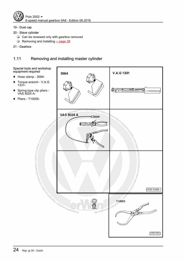 Examplepage for repair manual 6-speed manual gearbox 0A8