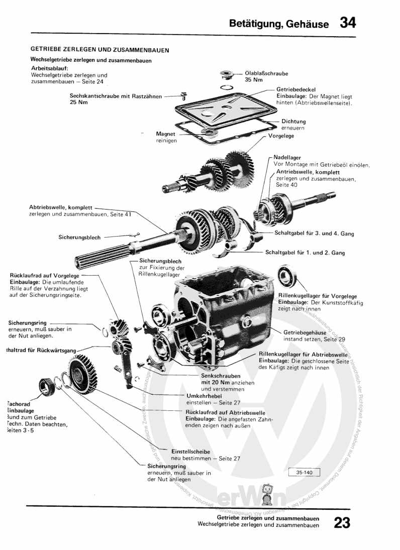 Beispielseite für Reparaturanleitung 3 4-Gang-Schaltgetriebe 015 und Achsantrieb