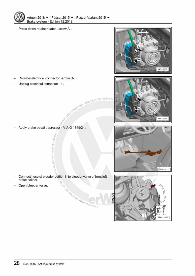 Examplepage for repair manual Brake system